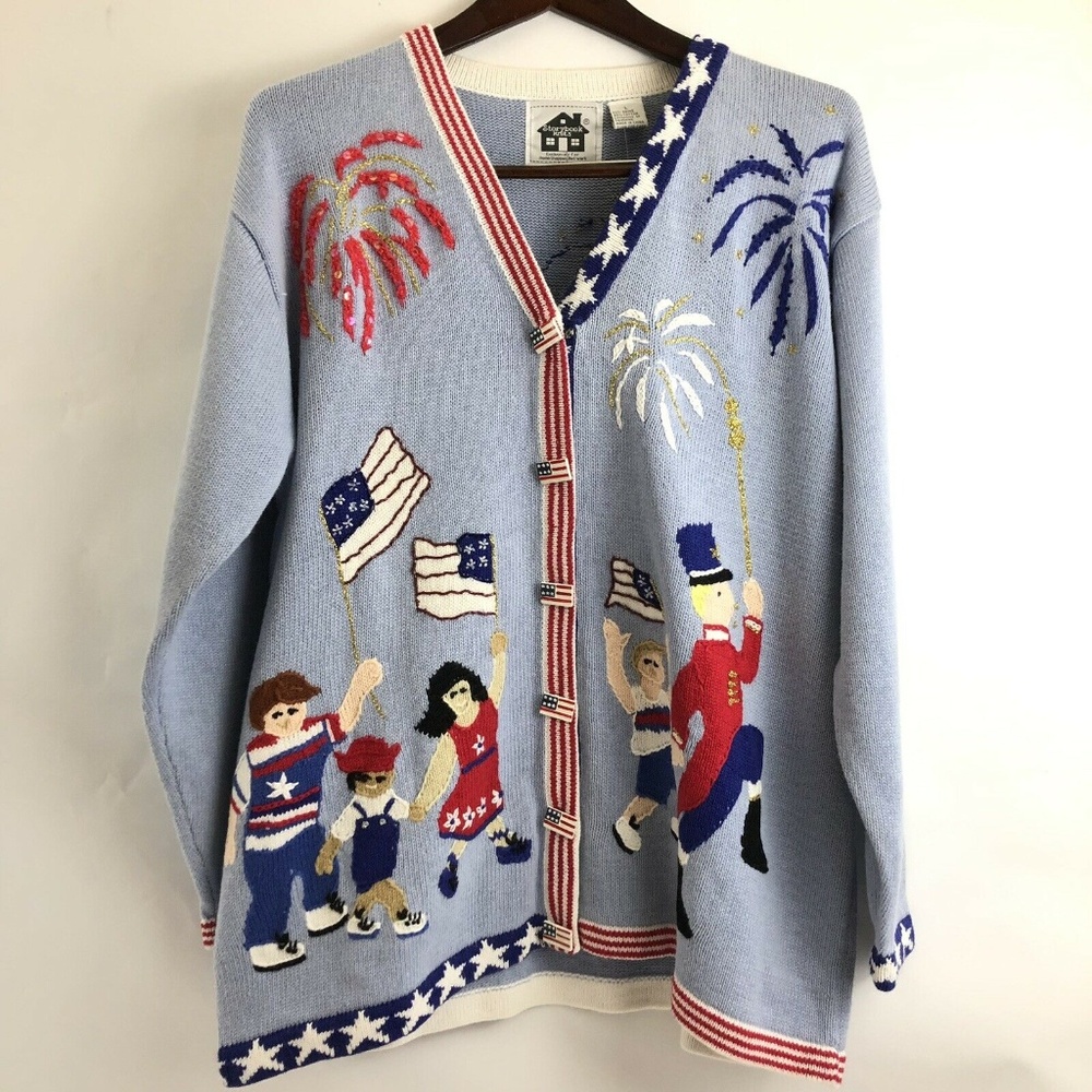 HSN Storybook Knits Sweater Large 4th of July - Picture 2 of 8